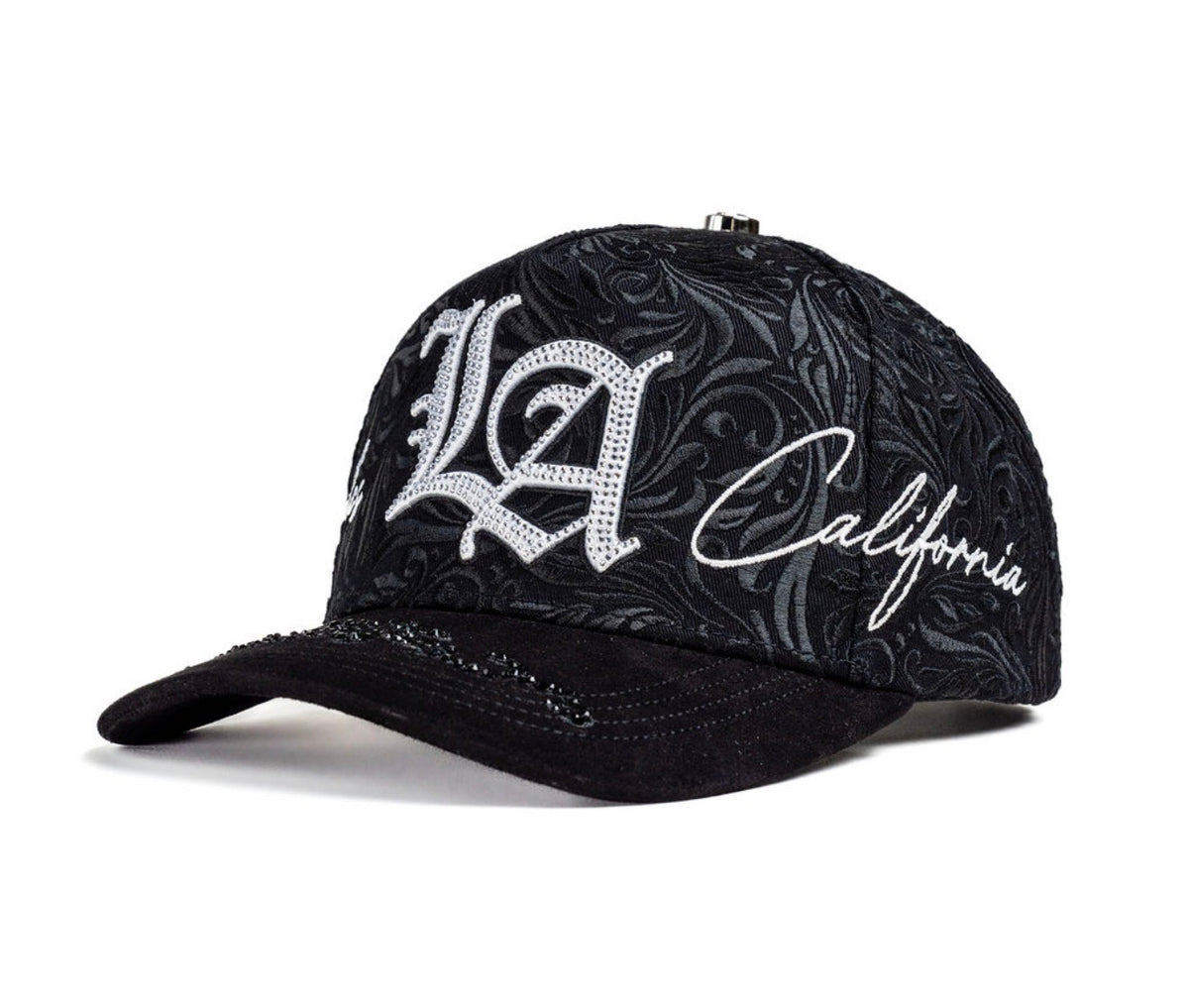 Black embroidered Los Ángeles